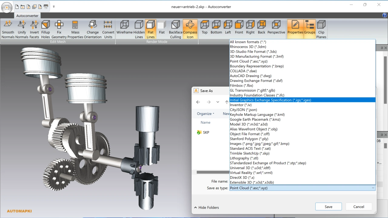 Export IGES from Sketchup Drawing